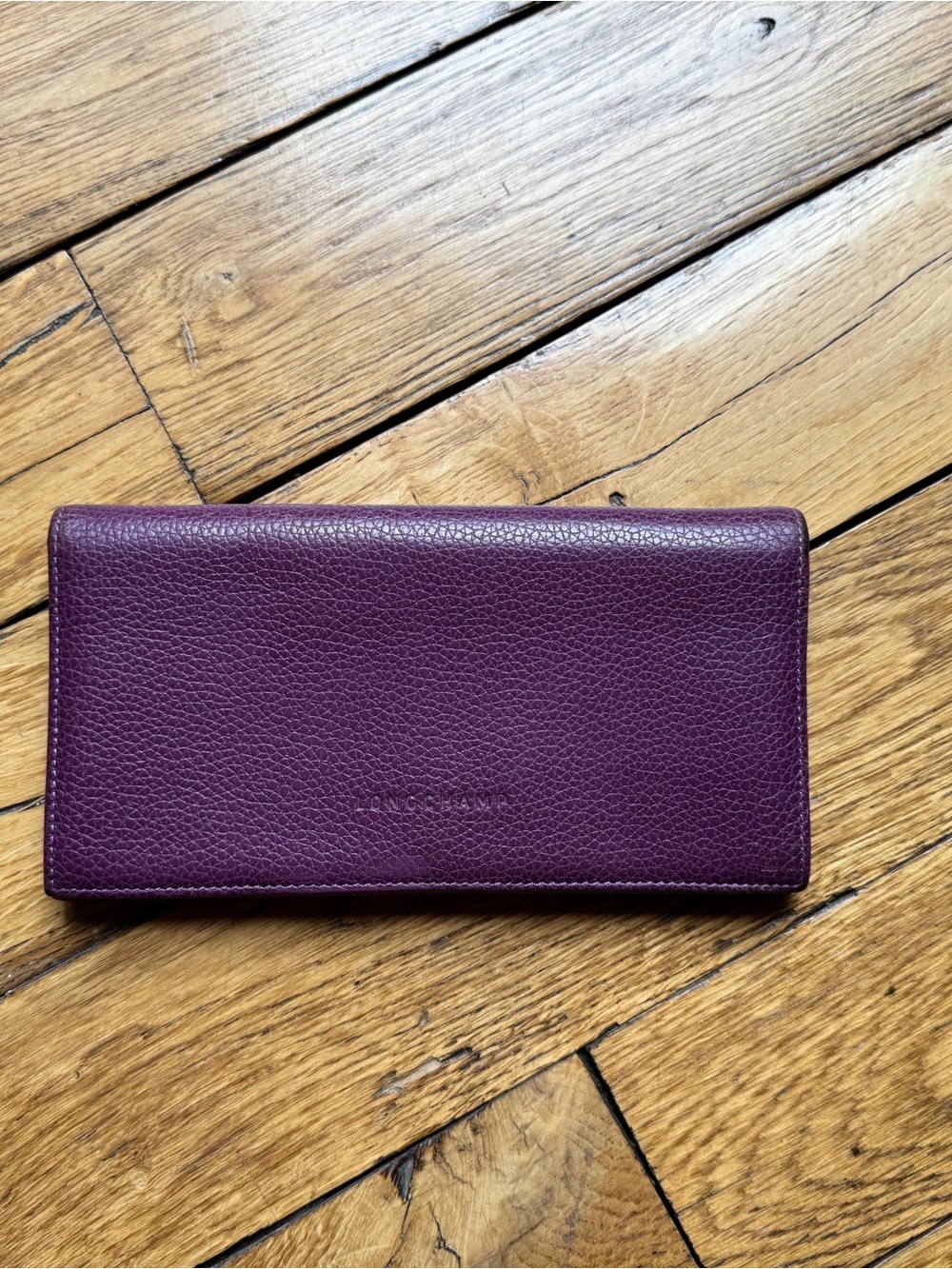 Longchamp Leather Snap Wallet - Purple